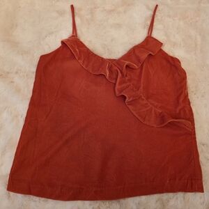 JCrew Women's Ruffled Orange Velour Top